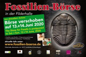 New Fossil Show date in Summer for the "Fossilien-Boerse" on June 13-14, 2020.