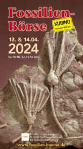 Flyer der Fossilien Börse 2024, der Messe für Fossilien -Vorderseite